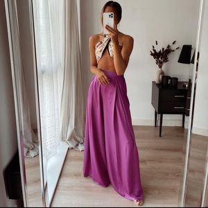 ZARA SATIN WIDE LEG PANTS